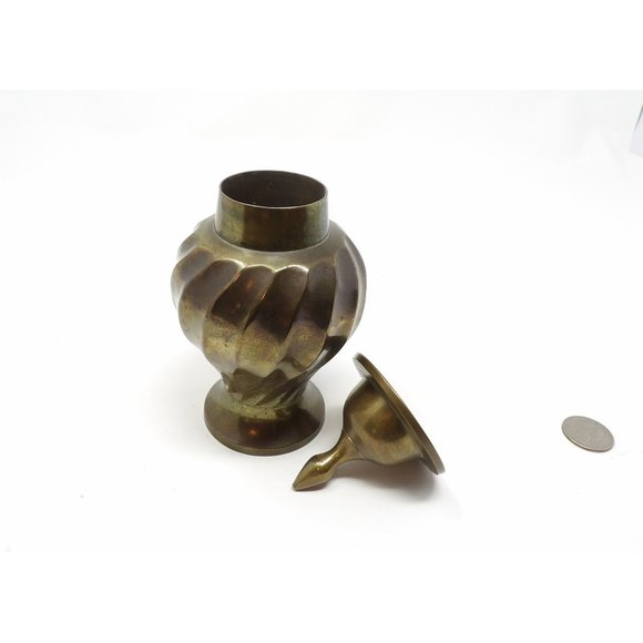 Vintage Brass Ginger Jar Twist Pattern 7 1/4" H  Made in India - Picture 10 of 10